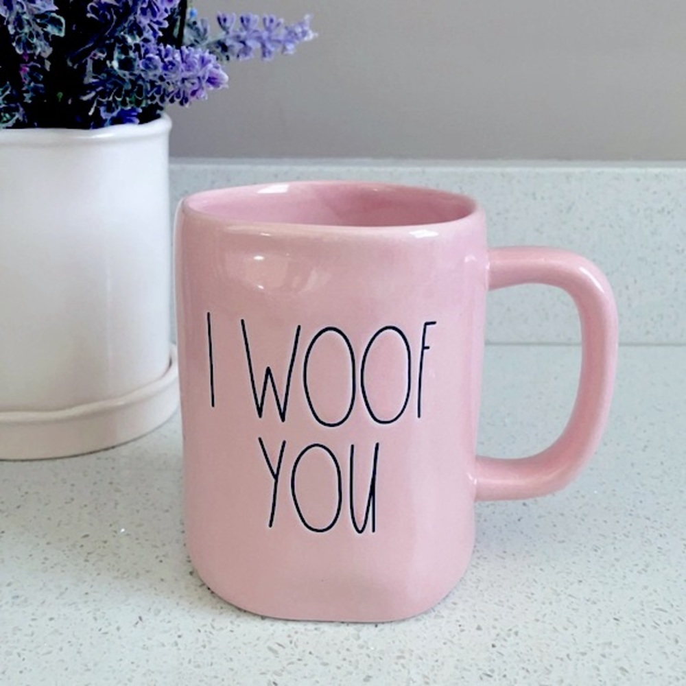 🎀 RAE DUNN I WOOF YOU PINK VALENTINE DOG PERSON COFFEE TEA DECOR MUG - Picture 4 of 4